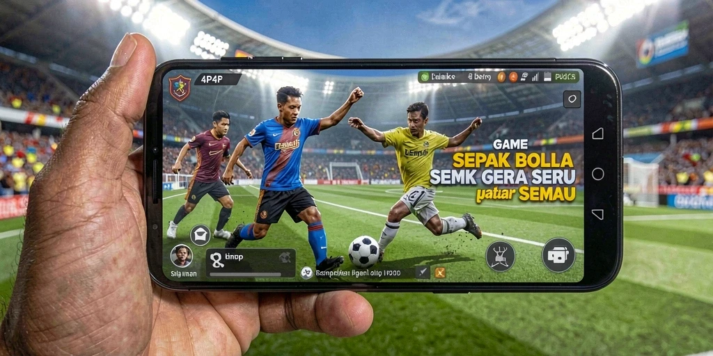 Menampilkan aksi seru dalam gameplay sepak bola di 4P4P.