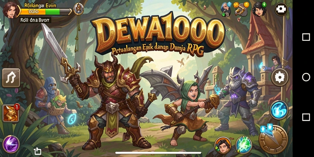Tampilan screenshot DEWA1000 menampilkan aksi seru dalam pertempuran RPG.