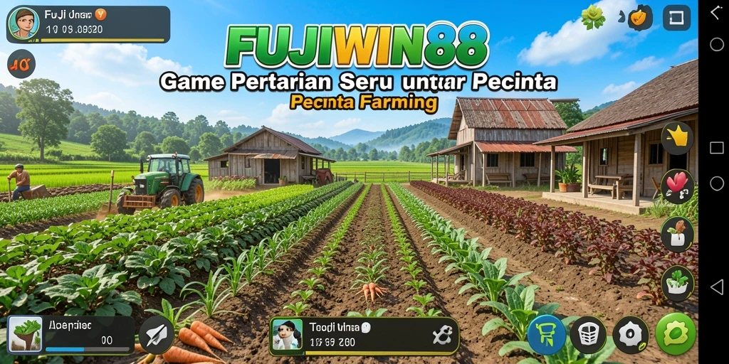 Tampilan gameplay <strong>FUJIWIN88</strong> dengan aktivitas bertani yang mengasyikkan.