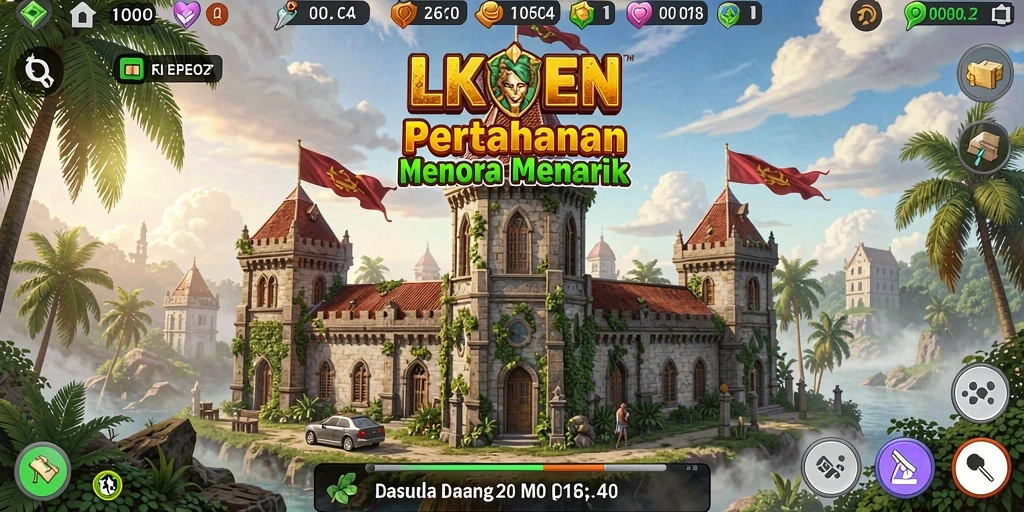 Tangkapan layar gameplay LKOPEN untuk pertahanan menara.