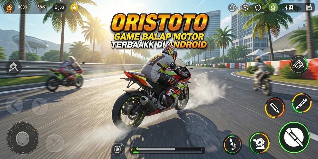 Gameplay balap motor yang intens dan mendebarkan di ORISTOTO.