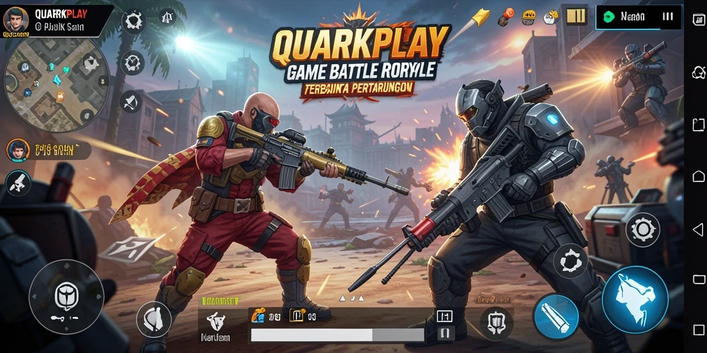 Tampilan pertempuran intens di arena QUARKPLAY yang memukau.