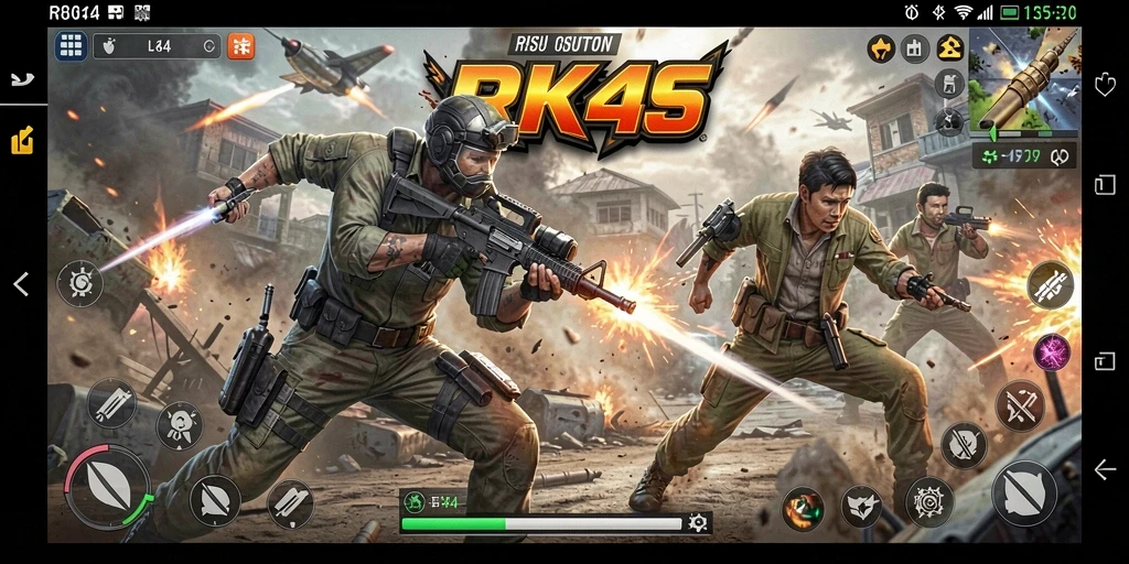 Screenshot gameplay RR44 yang menampilkan aksi mendebarkan dalam pertempuran.