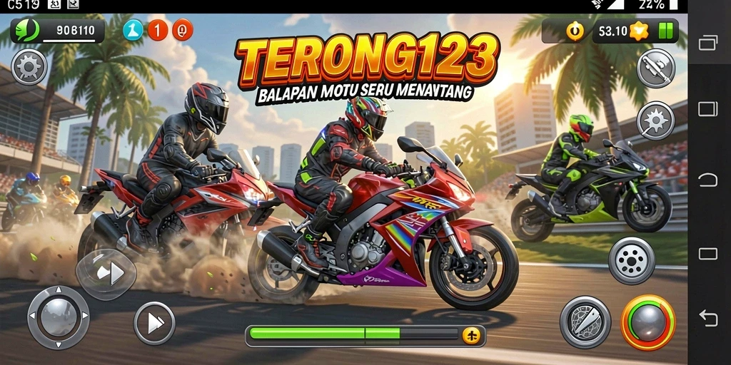 Gameplay seru menantang di trek balapan motor.