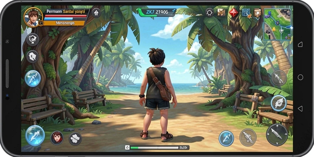 Tampilan screenshot ZK7 menampilkan gameplay yang seru dan berwarna-warni.